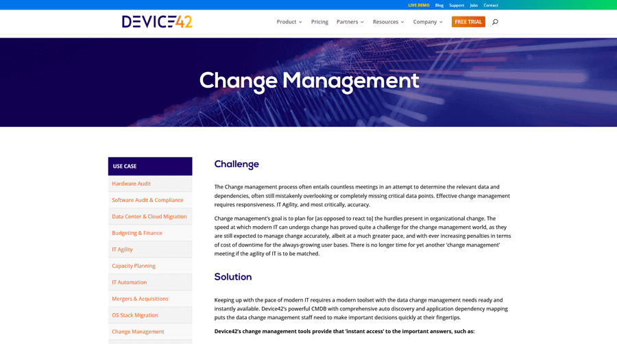 Device42 IT Change Management Software