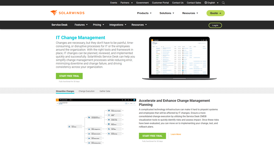 SolarWinds IT Service Management IT Change Management Software